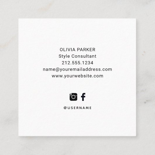 シンプルの挨拶|とはっきりしたタイポグラフィ スクエア名刺 (裏面)