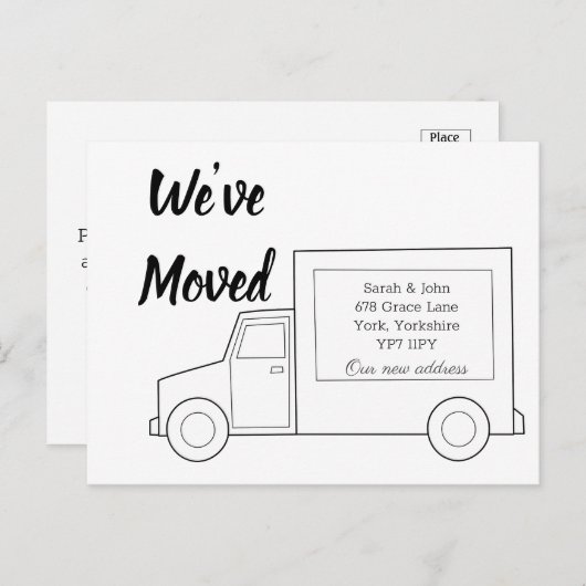 シンプルの新しい住所引っ越し 案内ポストカード (正面/裏面)