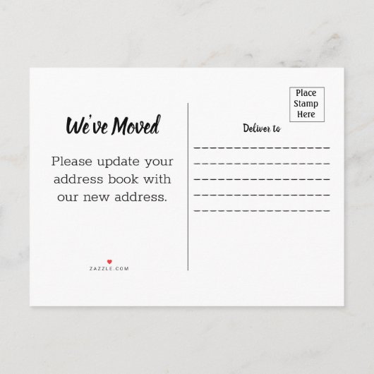 シンプルの新しい住所引っ越し 案内ポストカード (裏面)