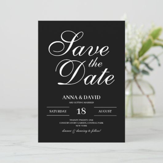 シンプルの日付をエレガント保存 招待状 (スタンド正面)