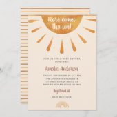 シンプルの水の色こ来この息子の赤ちゃんシャワー 招待状 (正面/裏面)