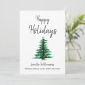 シンプルの水の色の木のスクリプエレガントトクリスマス シーズンカード (スタンド正面)