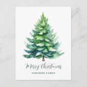 シンプルの水の色の木クリスマス シーズンポストカード (正面)