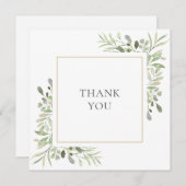 シンプルの水の色の緑結婚の世話 サンキューカード (正面/裏面)