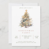 シンプルの水の色クリスマスツリーパーティー 招待状 (正面)