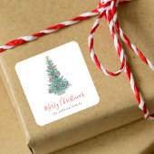 シンプルの水の色クリスマスツリーフェスティバル スクエアシール