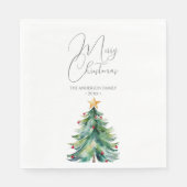 シンプルの水の色クリスマスツリーメリークリスマス スタンダードランチョンナプキン (正面)