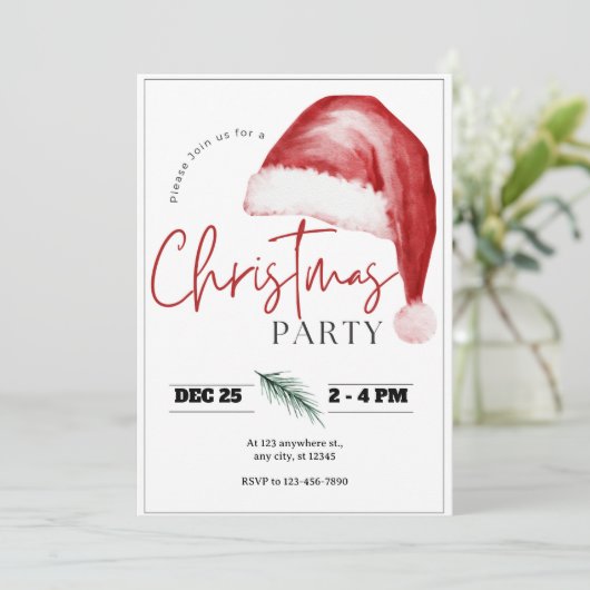 シンプルの水の色クリスマスパーティの招待状 シーズンカード (スタンド正面)