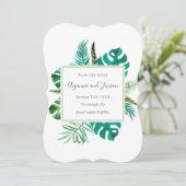 シンプルの水の色離れ熱帯結婚の セーブザデート (スタンド正面)