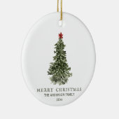 シンプルの水彩クリスマスツリー写真年 セラミックオーナメント (右)
