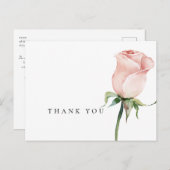 シンプルの水彩ピンクのバラ葬儀ありがとう ポストカード (正面/裏面)