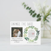 シンプルの水彩日付カレンダーハートの変更 案内ポストカード (スタンド正面)