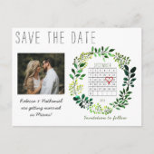 シンプルの水彩日付カレンダーハートを保存 案内ポストカード (正面)