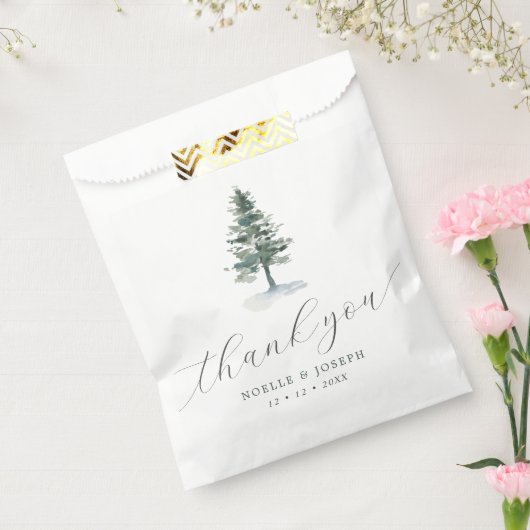 シンプルの水彩松の木ありがとうござ結婚う フェイバーバッグ (封をした状態)