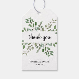 シンプルの水彩緑と台本 ギフトタグ