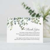 シンプルの水彩緑の葬式 サンキューカード (スタンド正面)