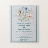 シンプルの水彩花の花束結婚フローラ ジグソーパズル (縦)