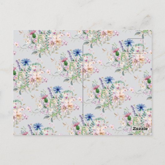 シンプルの水彩花の花束結婚フローラ ポストカード (裏面)