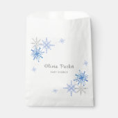 シンプルの水彩雪の結晶の冬の赤ちゃんシャワー フェイバーバッグ (正面)