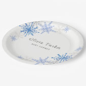 シンプルの水彩雪の結晶の冬の赤ちゃんシャワー ペーパープレート (アングル)