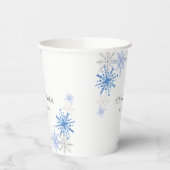 シンプルの水彩雪の結晶の冬の赤ちゃんシャワー 紙コップ (左)