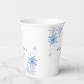 シンプルの水彩雪の結晶の冬の赤ちゃんシャワー 紙コップ (右)