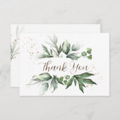 シンプルの水色の緑の金ゴールドの飛び散結婚り サンキューカード (正面/裏面)