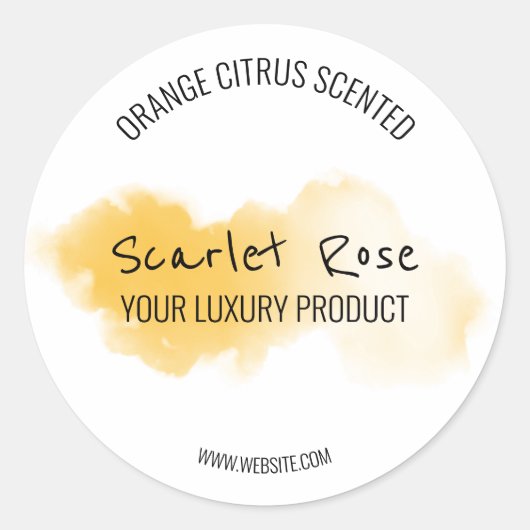 シンプルの水色オレンジと白の製品ラベル ラウンドシール (正面)