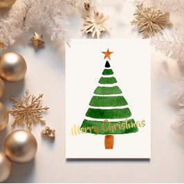 シンプルの水色クリスマスツリー シーズンカード