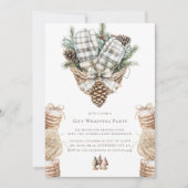 シンプルの水色クリスマスプレゼント包装パーティー 招待状 (正面)