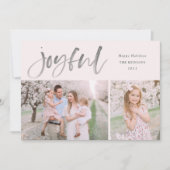 シンプルの水色スクリプト喜びクリスマスフォト シーズンカード (正面)