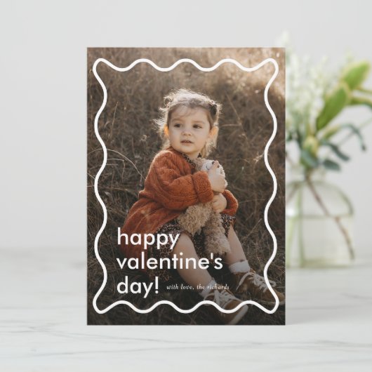 シンプルの波形フォトバレンタインデー シーズンカード (スタンド正面)