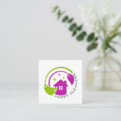 シンプルの清掃メイドサービスロゴ スクエア名刺 (スタンド正面)