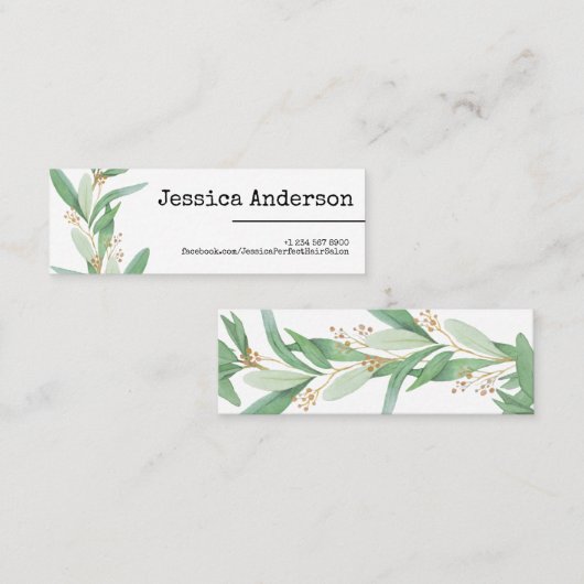 シンプルの澄んでシックな花の美容院の美容院 スキニー名刺 (正面/裏面)