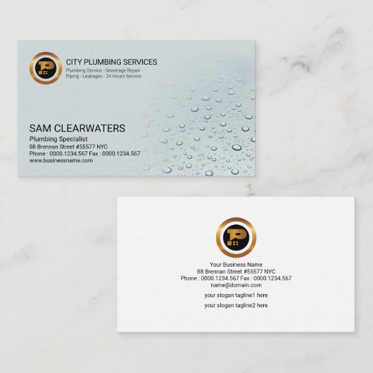 シンプルの澄んな水は配管の建築業者を落とします 名刺 (正面/裏面)