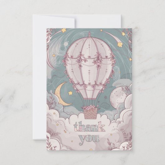 シンプルの熱気球 サンキューカード (正面)