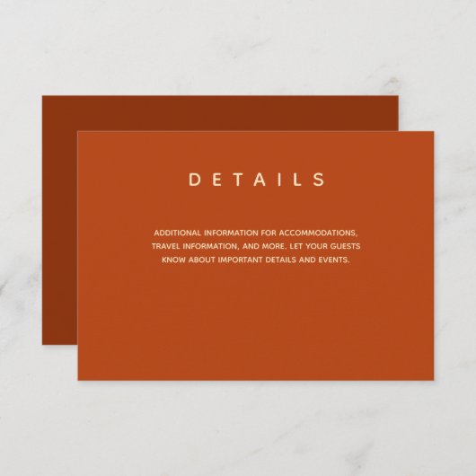 シンプルの燃結婚焼オレンジタイポグラフィ詳細 エンクロージャーカード (正面/裏面)