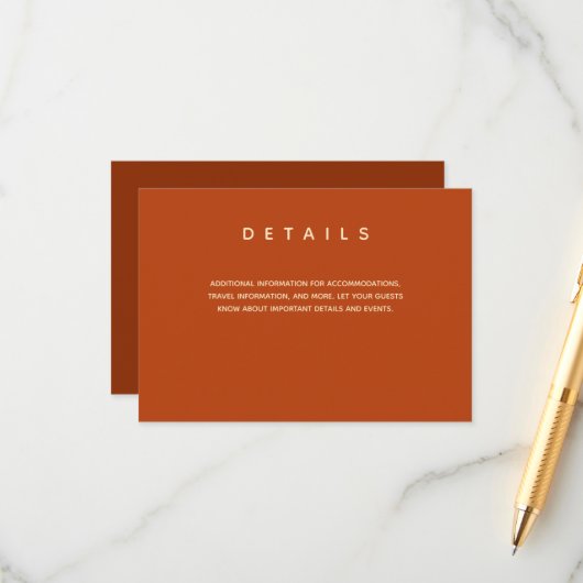 シンプルの燃結婚焼オレンジタイポグラフィ詳細 エンクロージャーカード (正面/裏面インサイチュ)