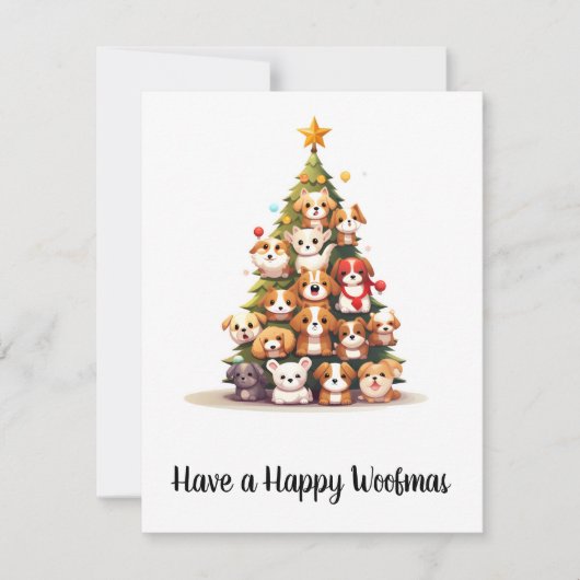 シンプルの犬の木のクリスマスカード シーズンカード (正面)