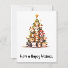 シンプルの犬の木のクリスマスカード