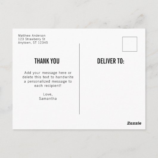 シンプルの男性の卒業式ありがとうはがき ポストカード (裏面)