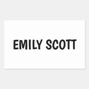 シンプルの白い防水名 長方形シール