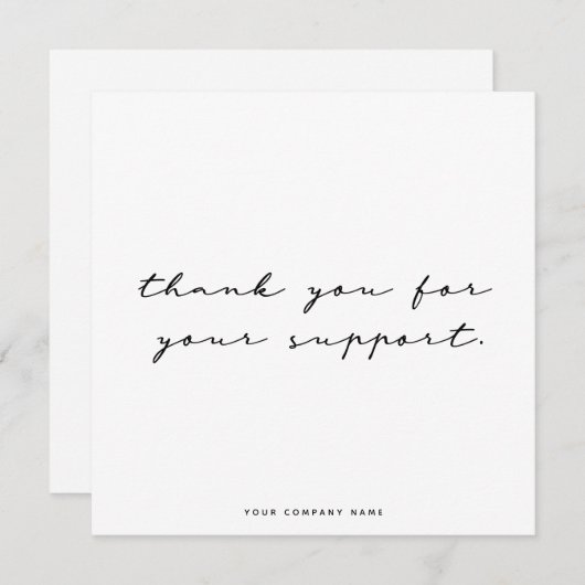 シンプルの白と黒のお礼の名刺 サンキューカード (正面/裏面)