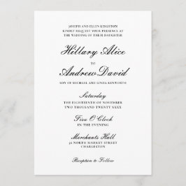 シンプルの白エレガントと黒結婚の 招待状