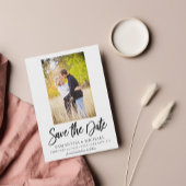 シンプルの白黒の写真日付カードを保存 招待状