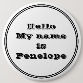 シンプルの白黒の名前タグのピンバック 缶バッジ (正面)