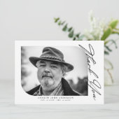 シンプルの白黒の葬儀写真 サンキューカード (スタンド正面)