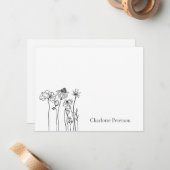 シンプルの白黒の野草 ノートカード (正面/裏面インサイチュ)