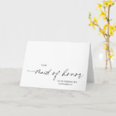 シンプルの白黒をメイド・オブ・オーナー（花嫁付き添い人）に結婚 カード (黄色い花)