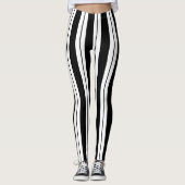 シンプルの白黒ストライプレギンス レギンス (正面)
